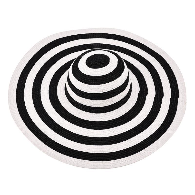 Chapeau de Paille Rayures Noir et Blanc