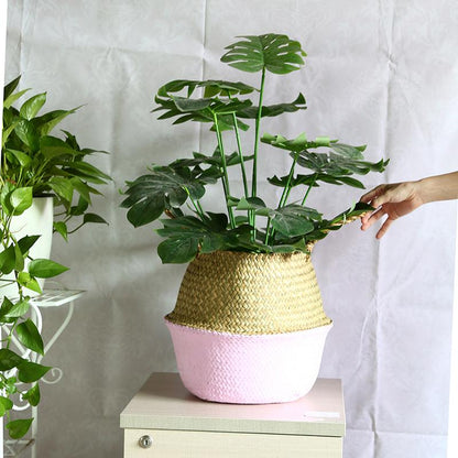 Cache Pot en Osier Rose