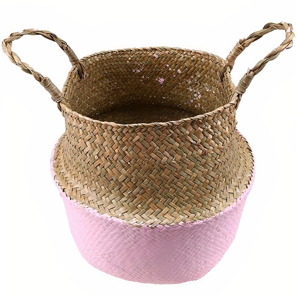 Cache Pot en Osier Rose