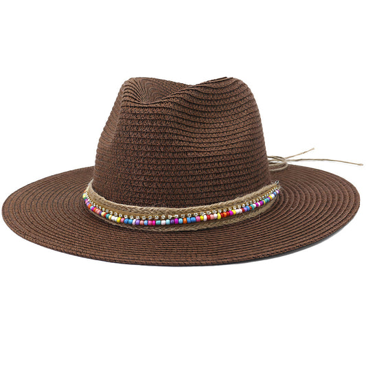 Chapeau de Paille Luxe Avec Perles