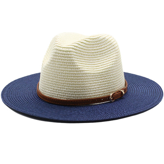 Chapeau de Paille Bleu et Crème  Collection Exclusive