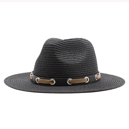 Chapeau de Paille avec Bande de Cuir  Style inspiré nature