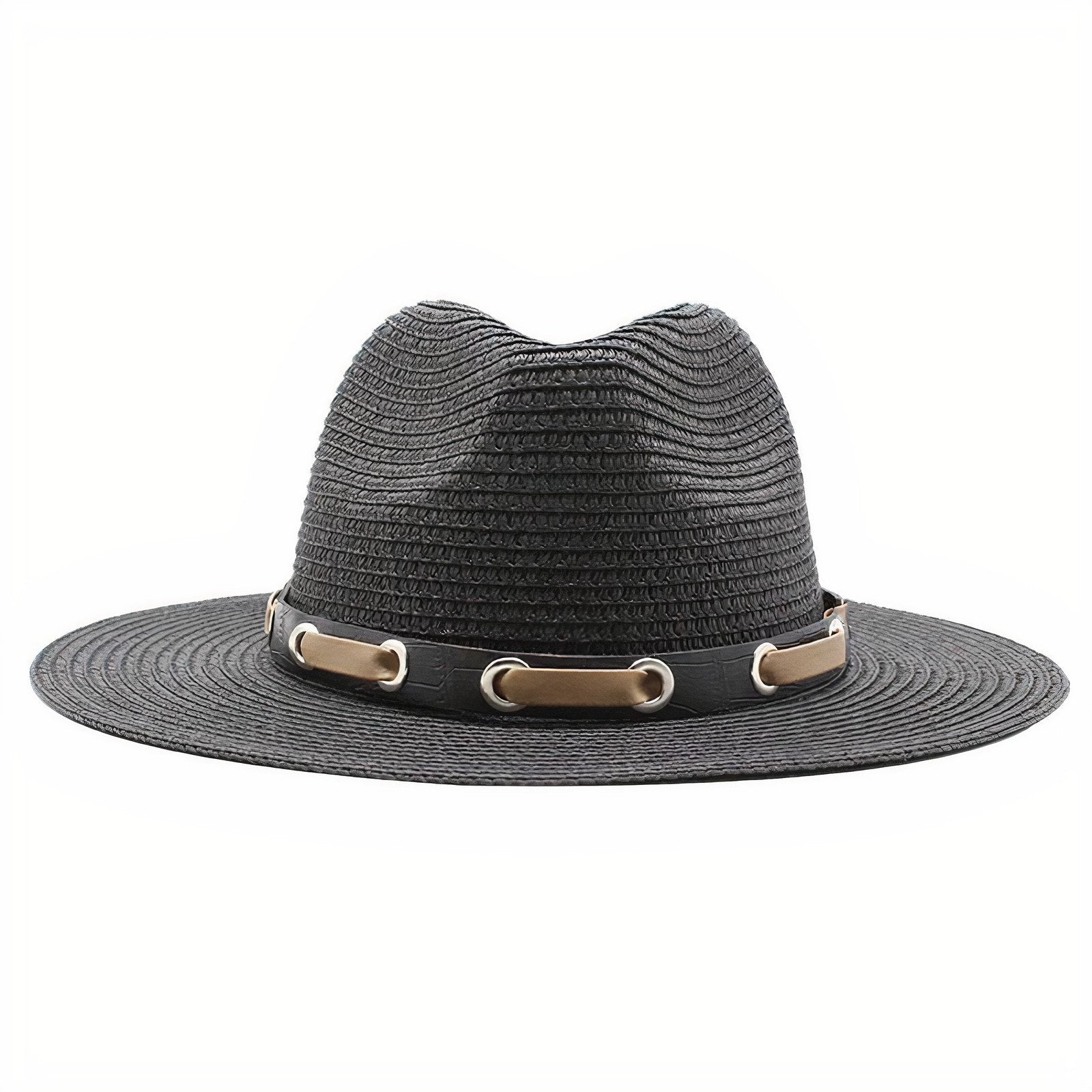 Chapeau de Paille avec Bande de Cuir  Style inspiré nature