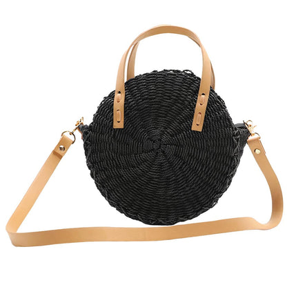 Sac Rond Paille Petit & Noir  Édition Limitée