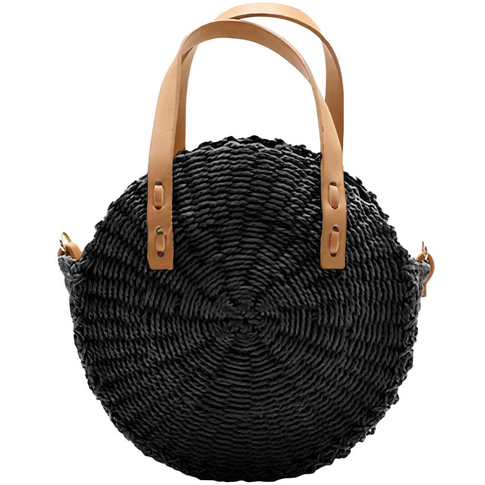 Sac Rond Paille Petit & Noir  Édition Limitée