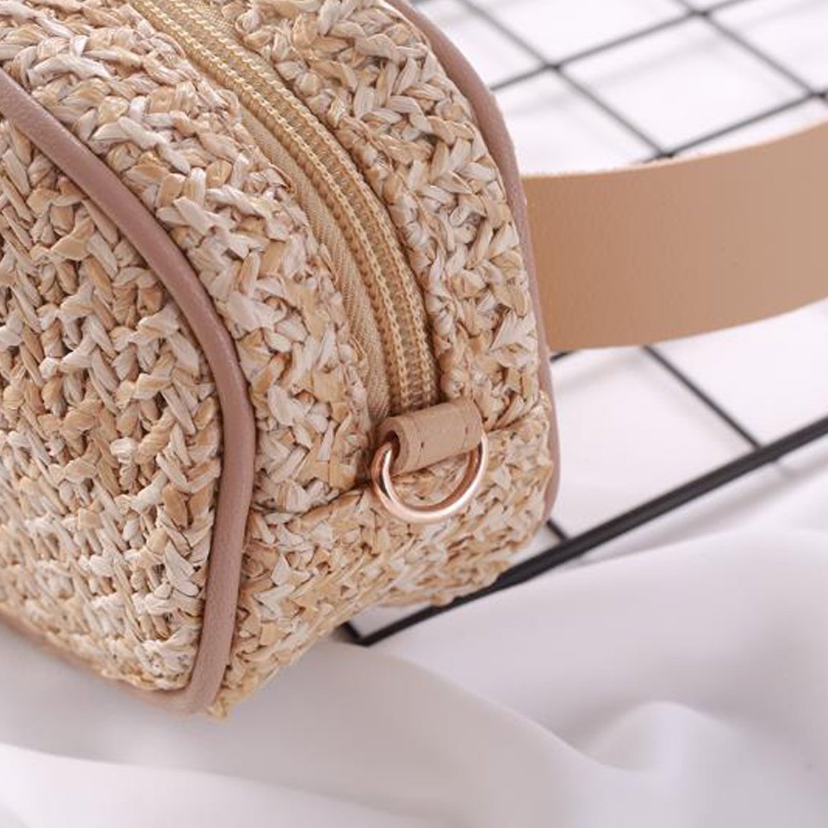 Sac Banane en Paille Beige