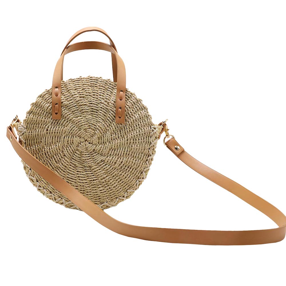 Sac Paille Rond  Petite Taille en Beige