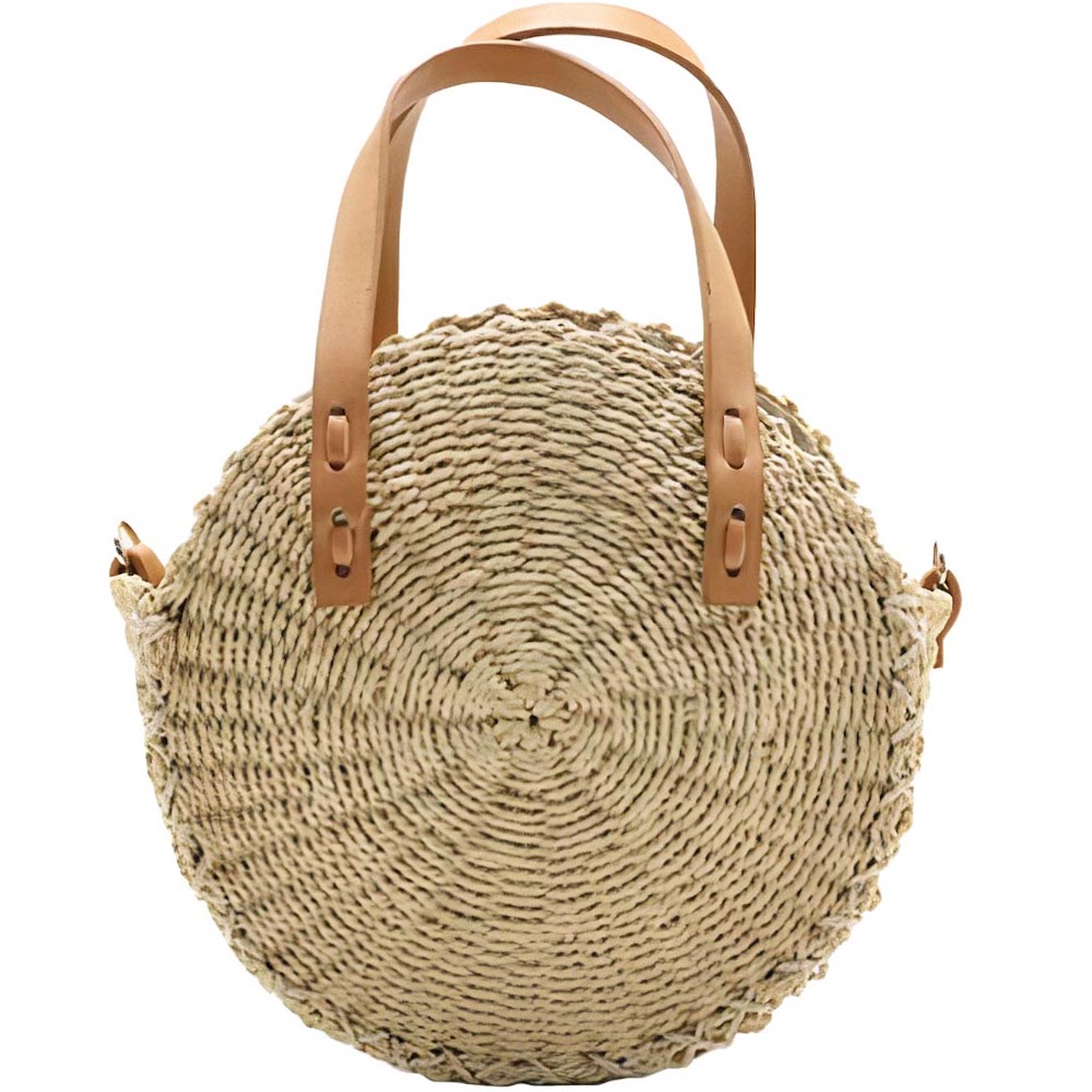 Sac Paille Rond  Petite Taille en Beige