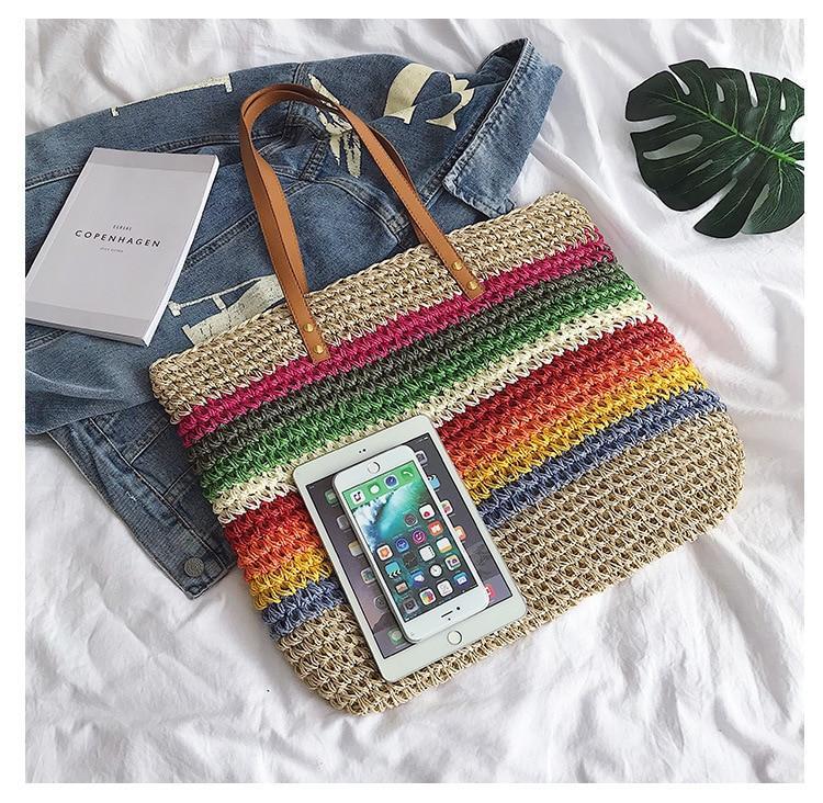 Sac Cabas Paille Multicolore