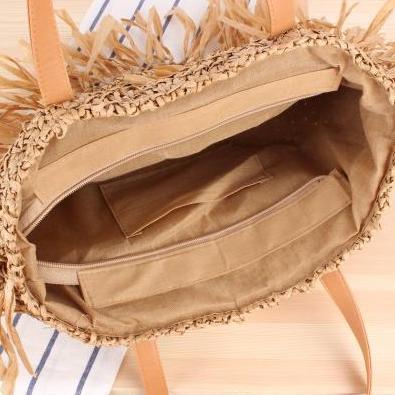 Sac Rond en Paille avec Franges