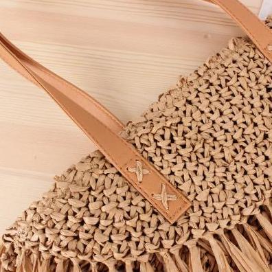 Sac Rond en Paille avec Franges