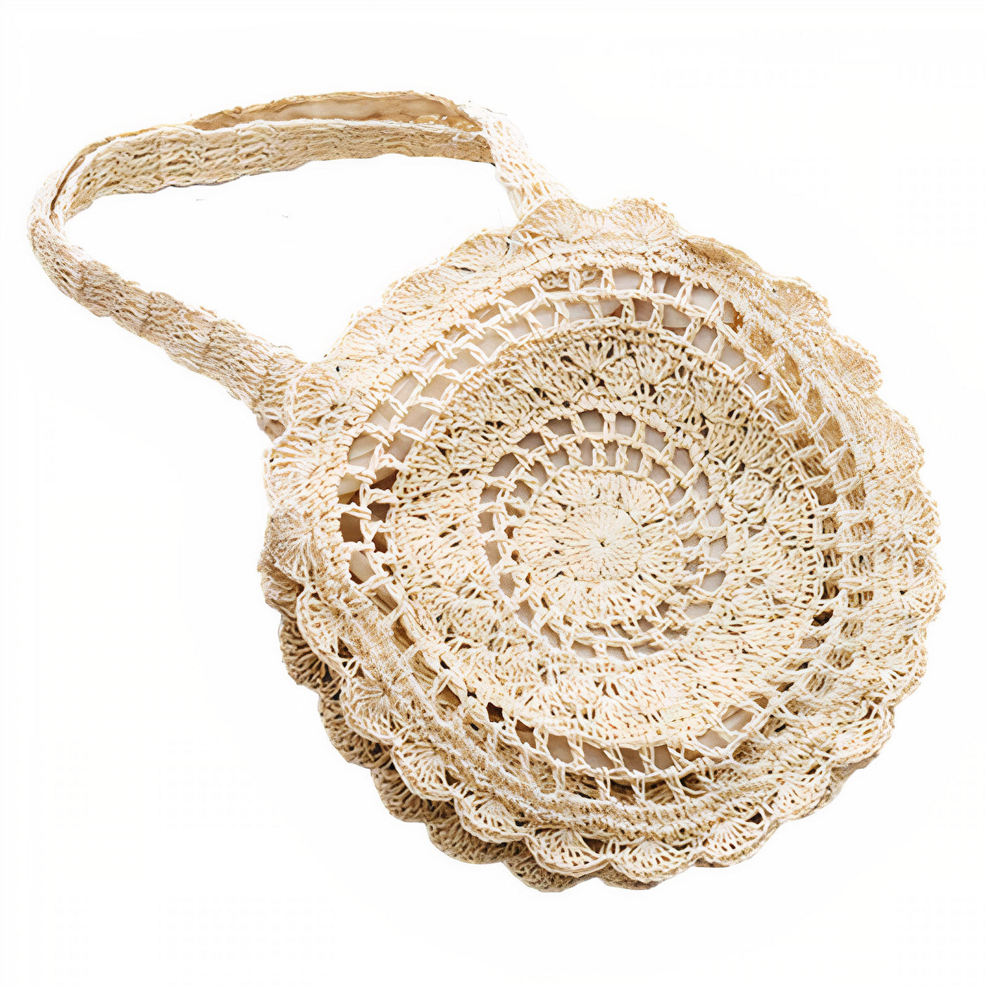 Sac Rond Paille en Dentelle