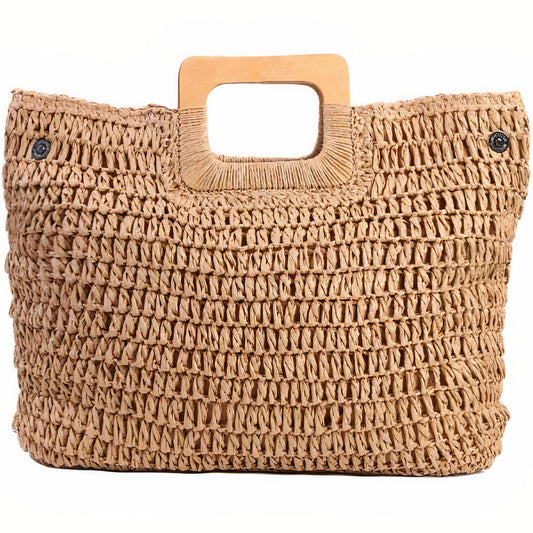 Sac Cabas Paille & Bois  Collection Éco Chic