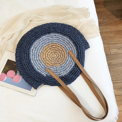 Sac Rond Paille Bleu  Collection Exclusive