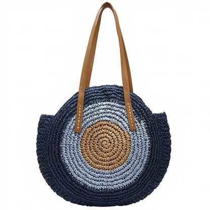 Sac Rond Paille Bleu  Collection Exclusive