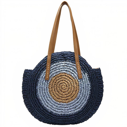 Sac Rond Paille Bleu  Collection Exclusive