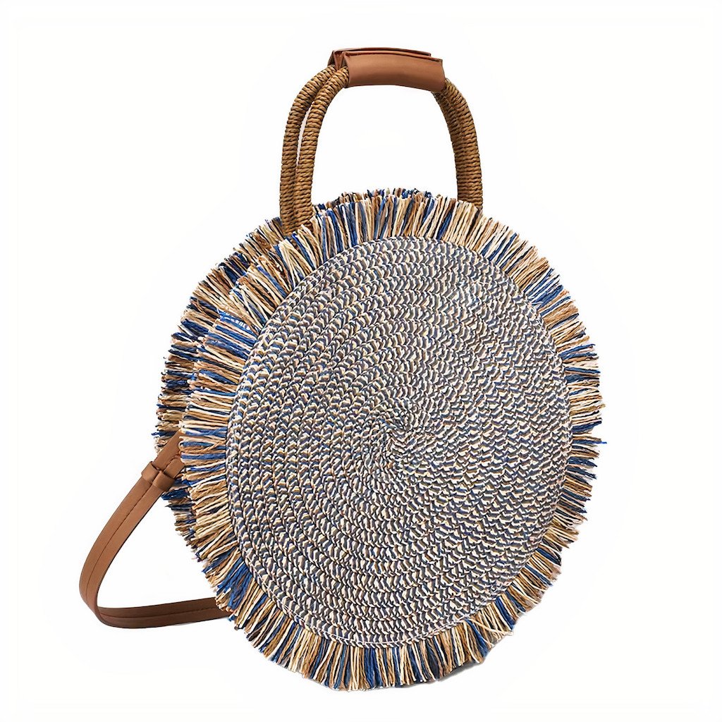 Sac Rond Paille & Cuir