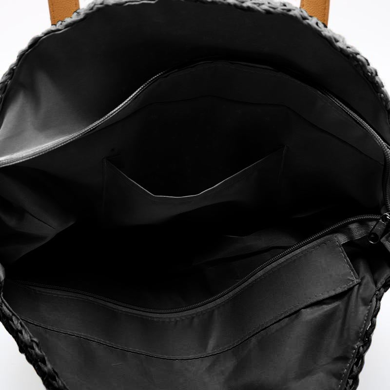 Sac Rond Paille Noir  Édition Limitée