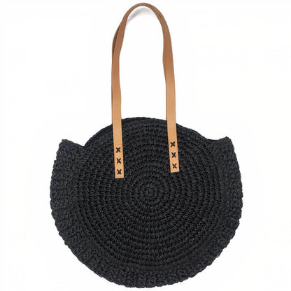 Sac Rond Paille Noir  Édition Limitée