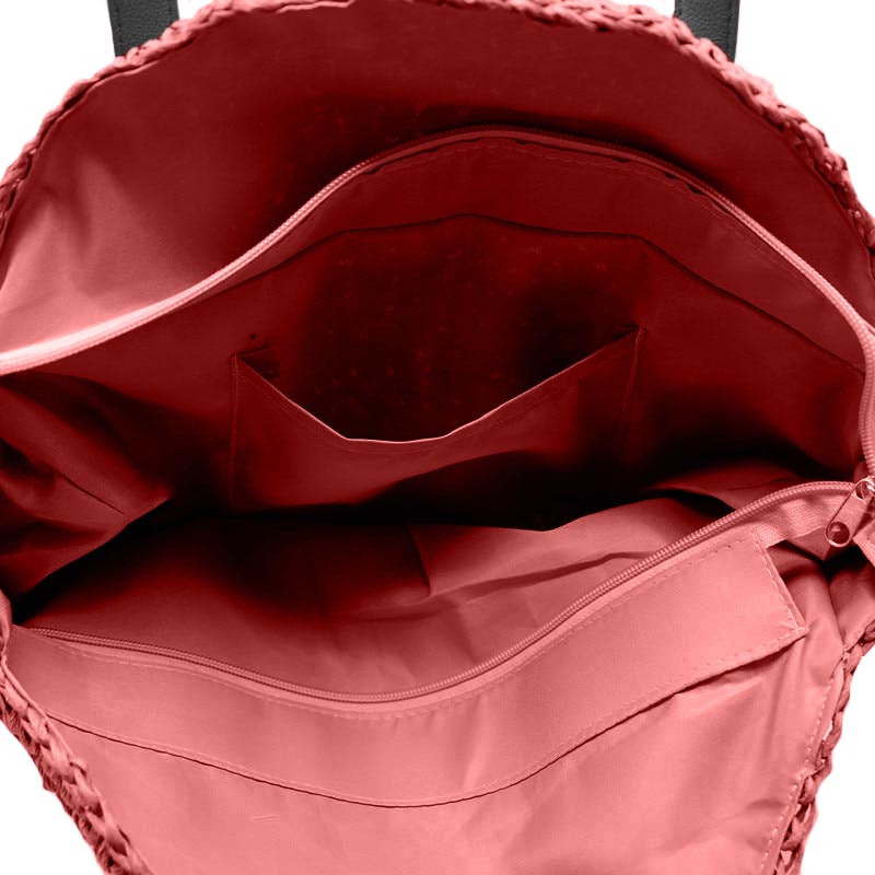 Sac Rond Paille Rouge  Collection Été