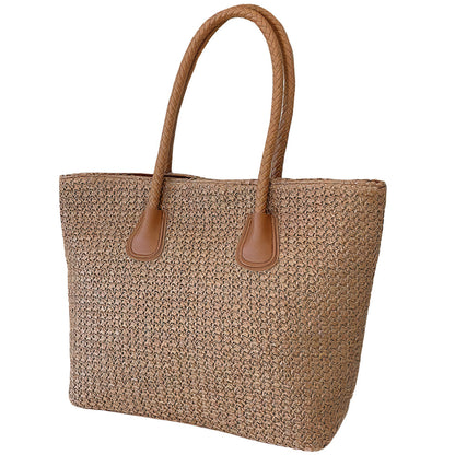 Sac Cabas en Paille Tressé  Style Foncé