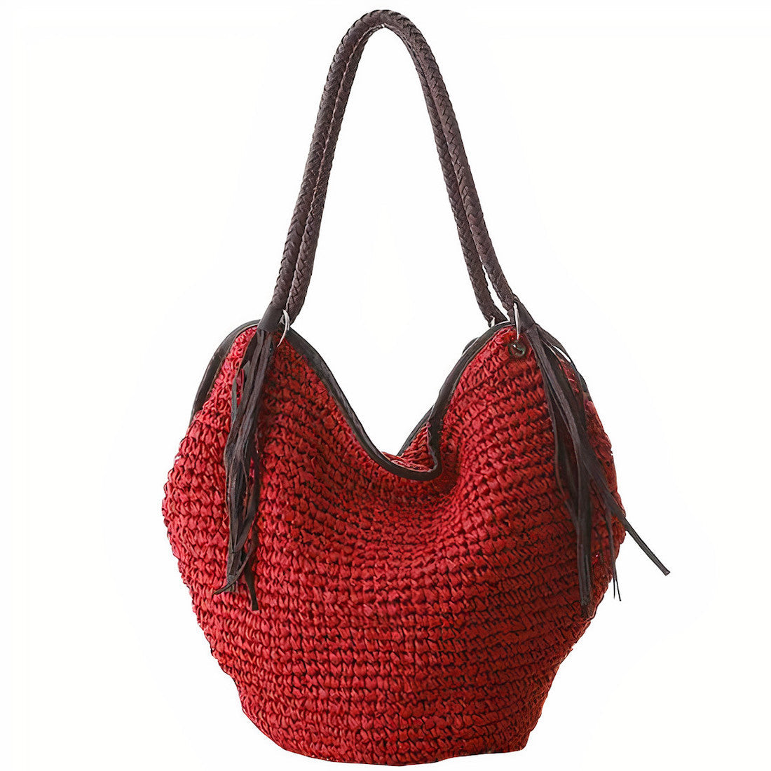 Sac à Main en Paille Rouge