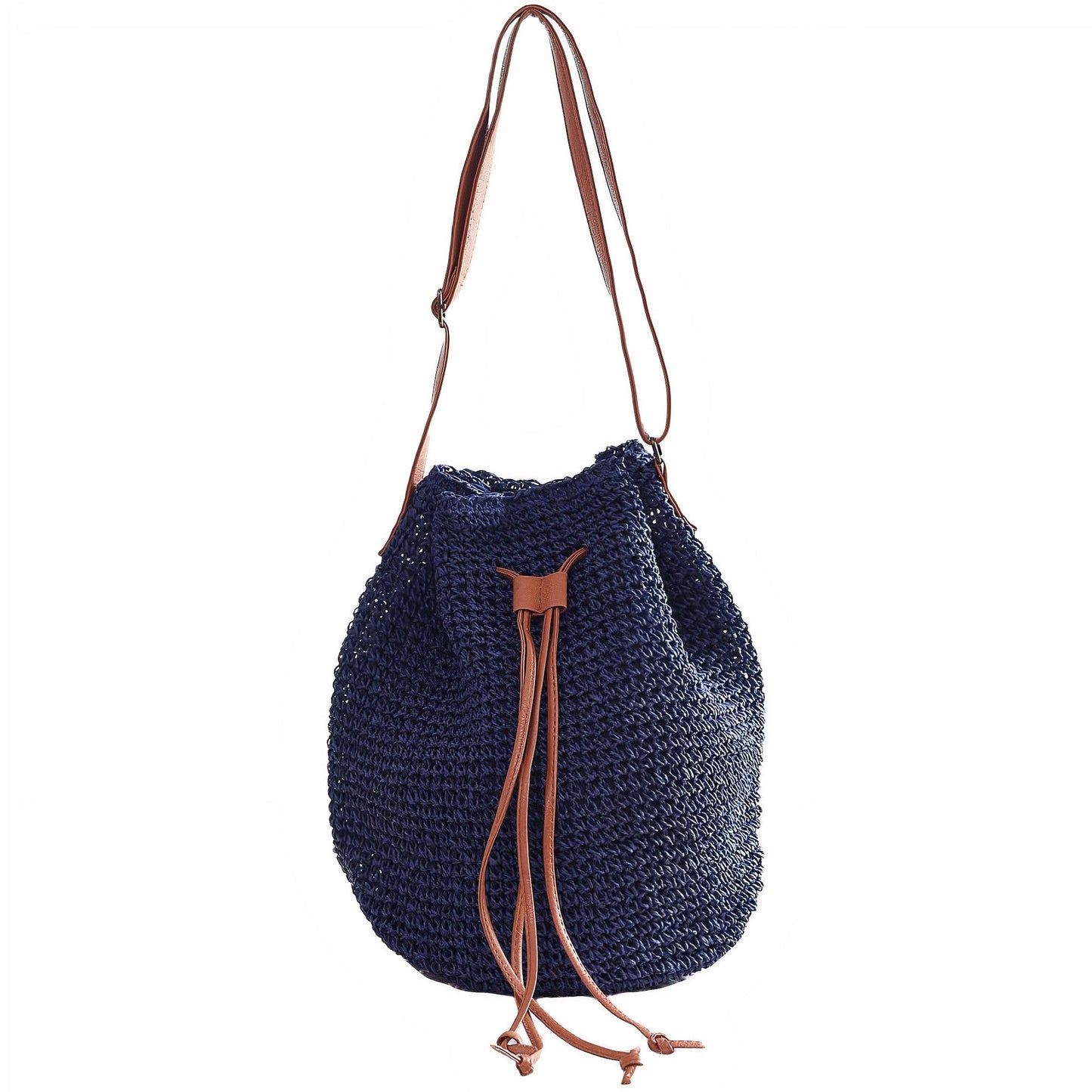 Sac à Main En Paille Bleu Marine