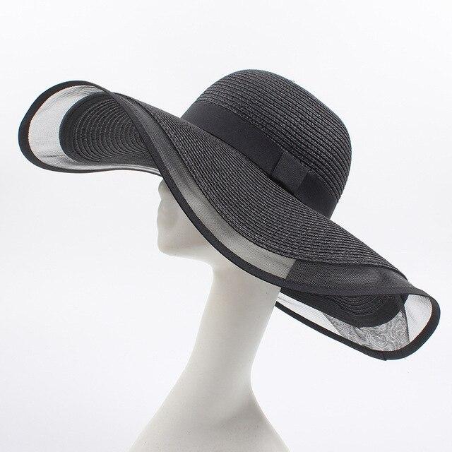 Chapeau de Paille Noir pour Femme  Élégance Estivale